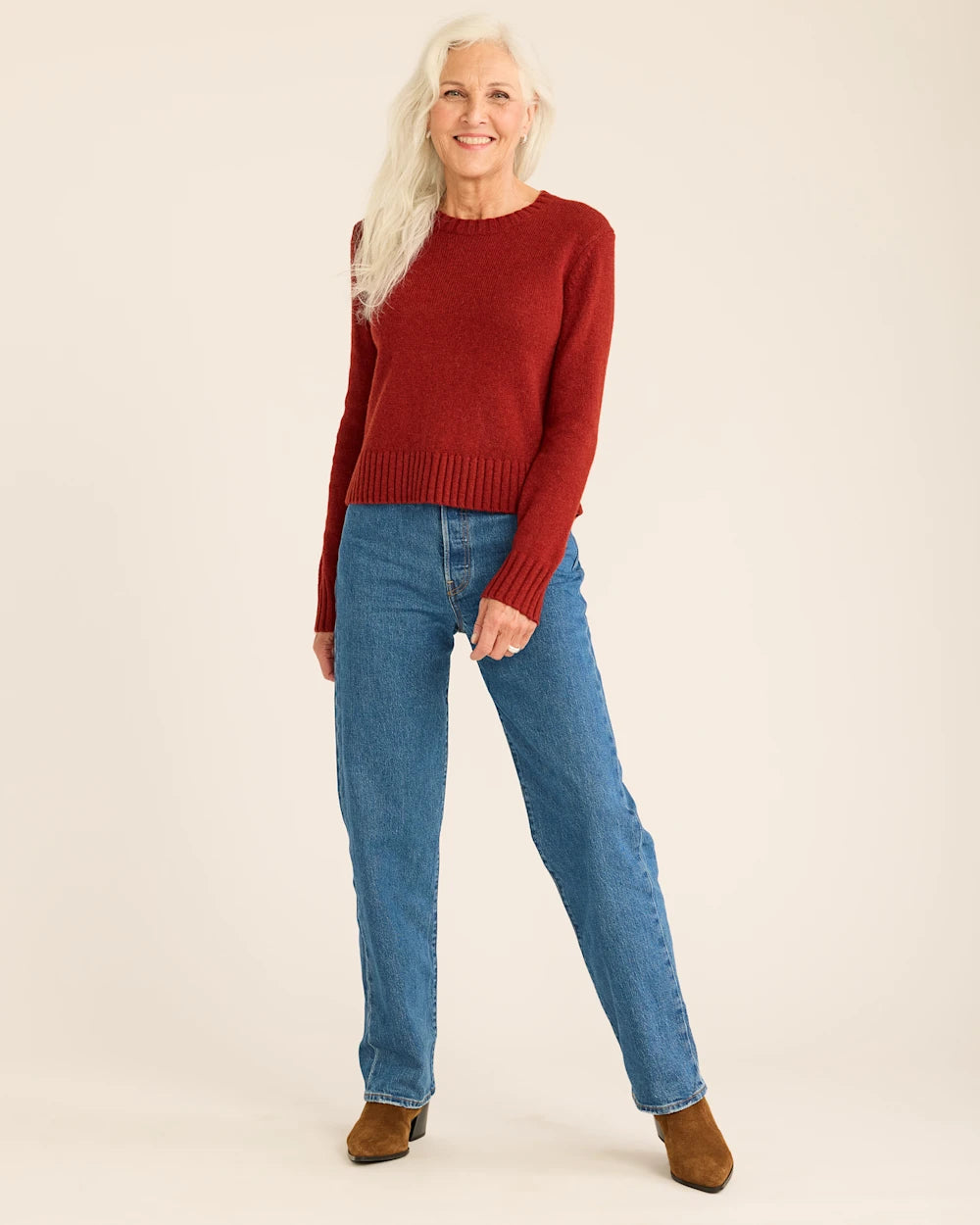 WOMEN'S SHETLAND COLLECTION SWEATER<br>CHILI RED