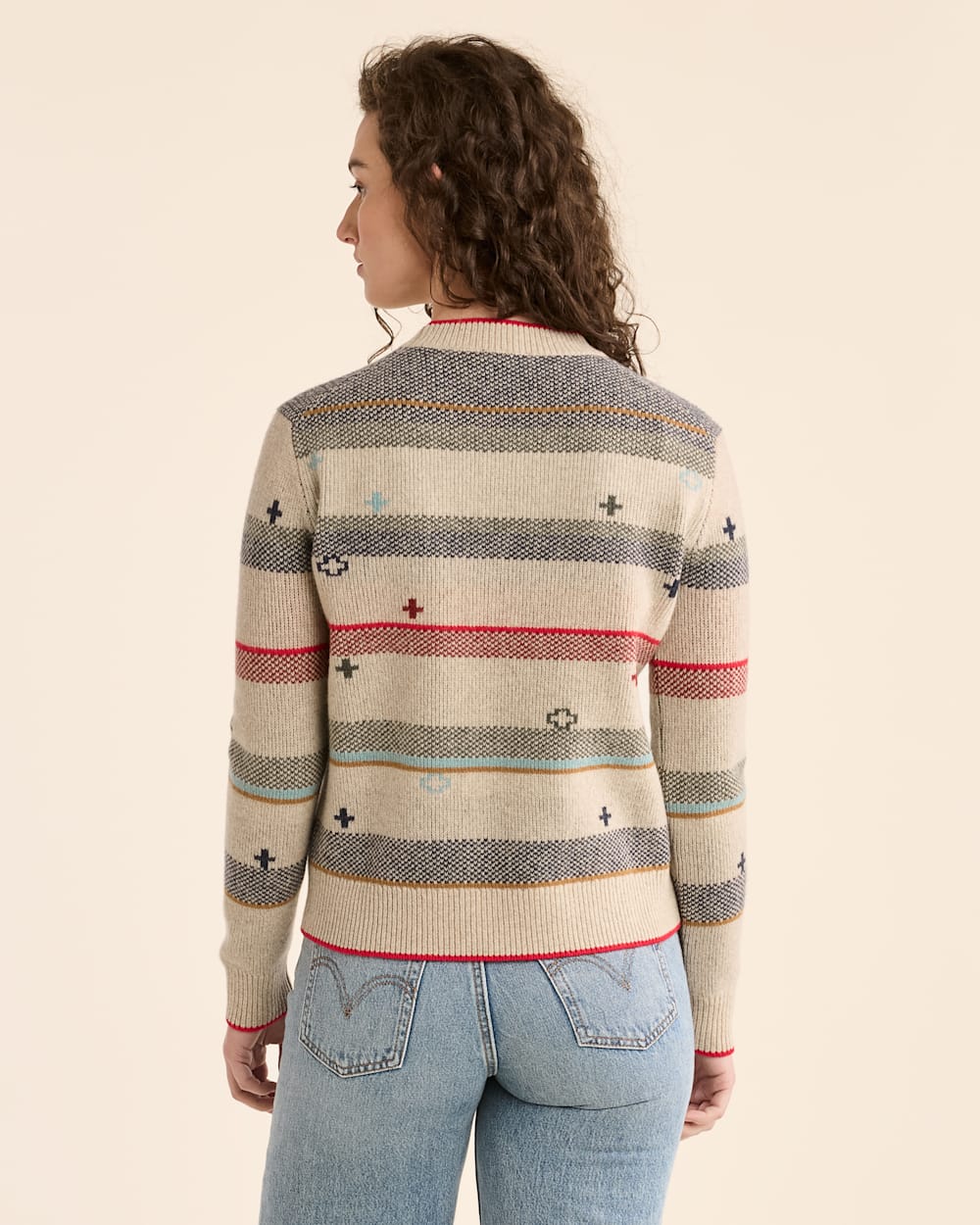 WOMEN'S BRIDGER STRIPE MERINO SWEATER<br>OATMEAL HEATHER STRIPE