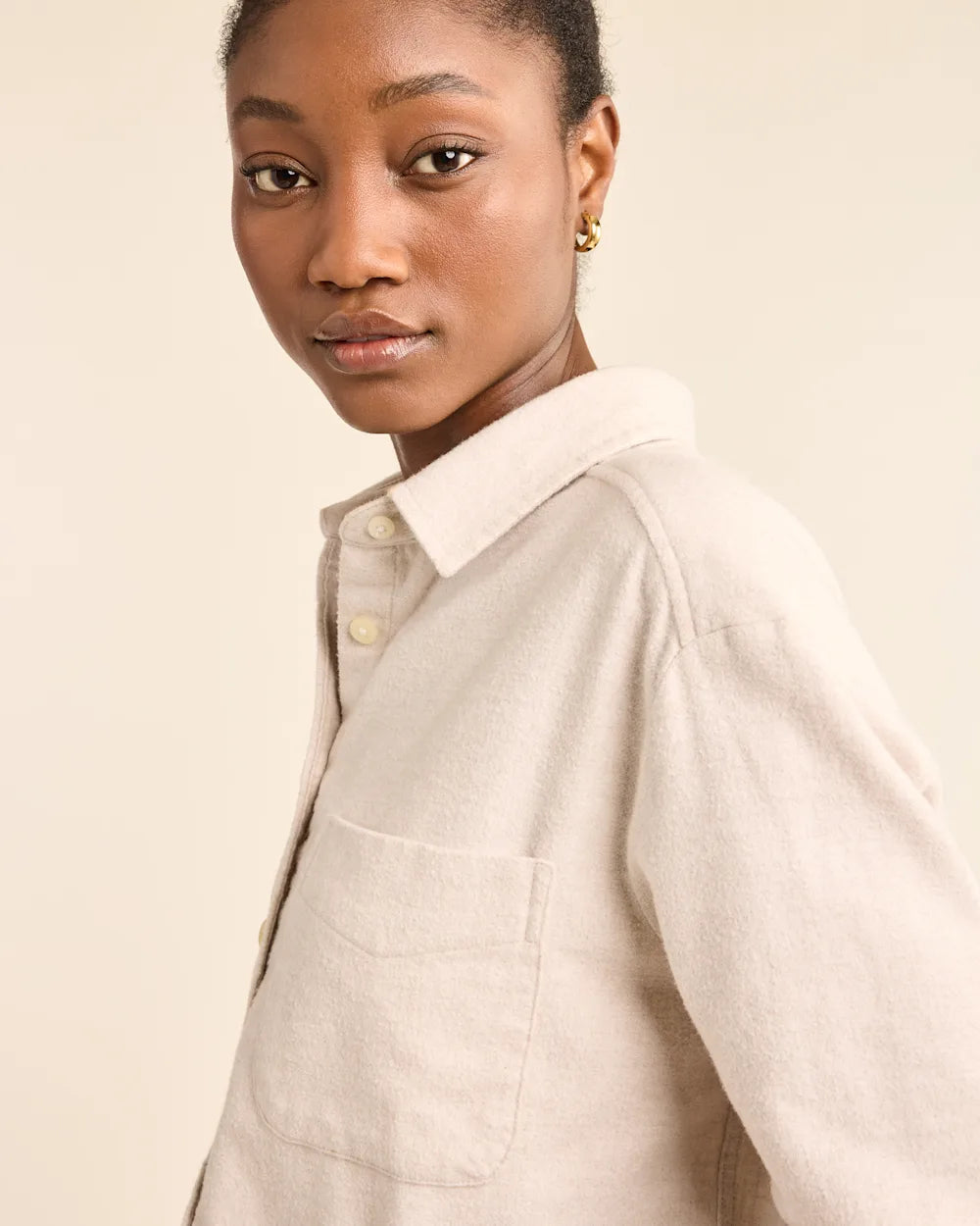 WOMEN'S BOYFRIEND DOUBLEBRUSHED FLANNEL SHIRT<br>NATURAL