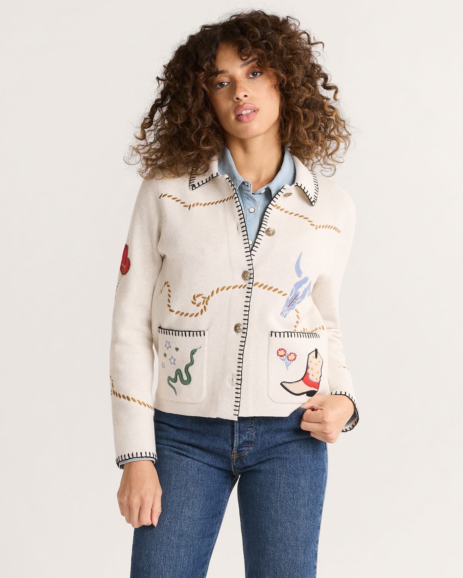 WOMEN'S SOUVENIR CARDIGANOATMEAL MULTI