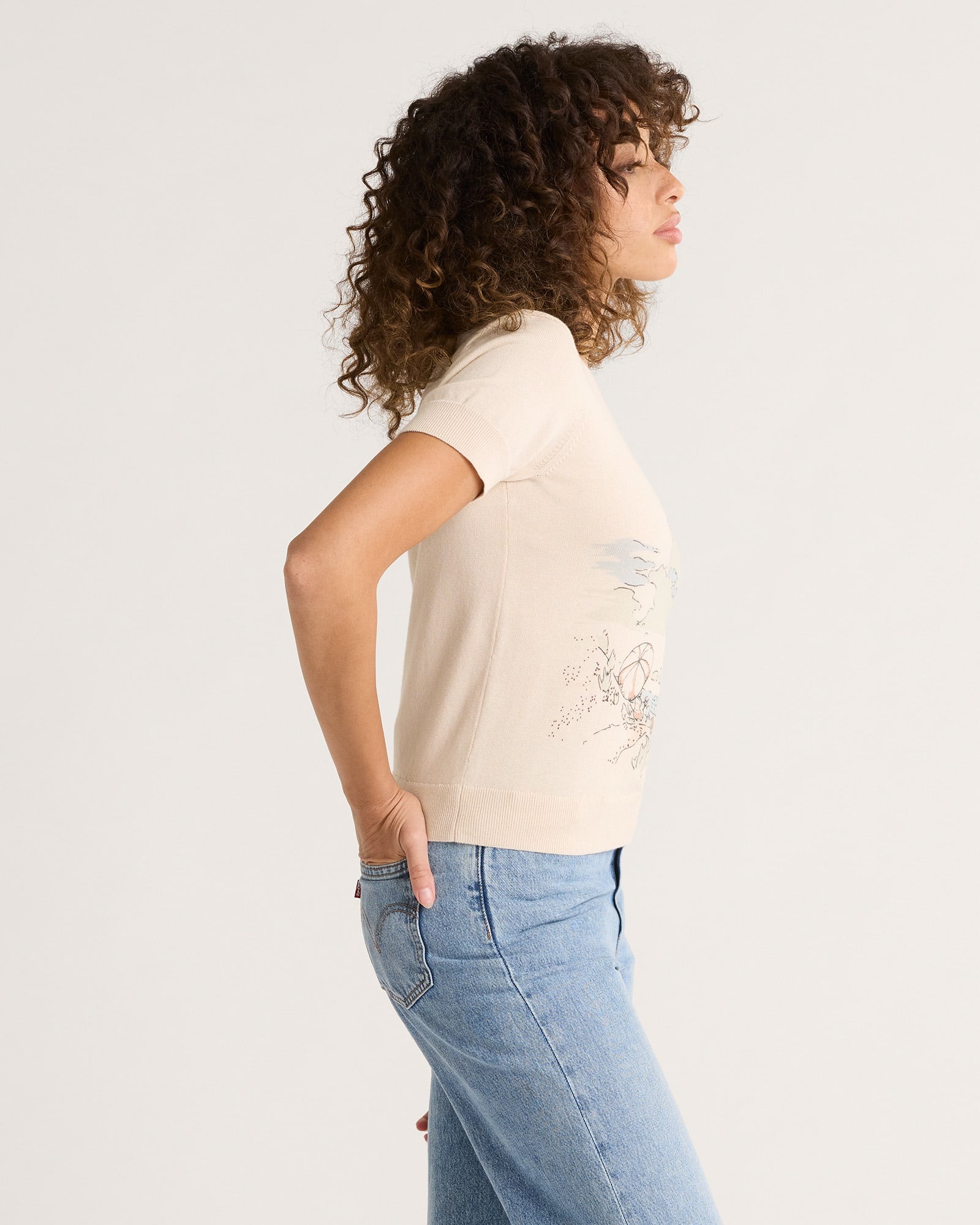 WOMEN'S COASTAL COTTON SWEATER<br>TAN MULTI