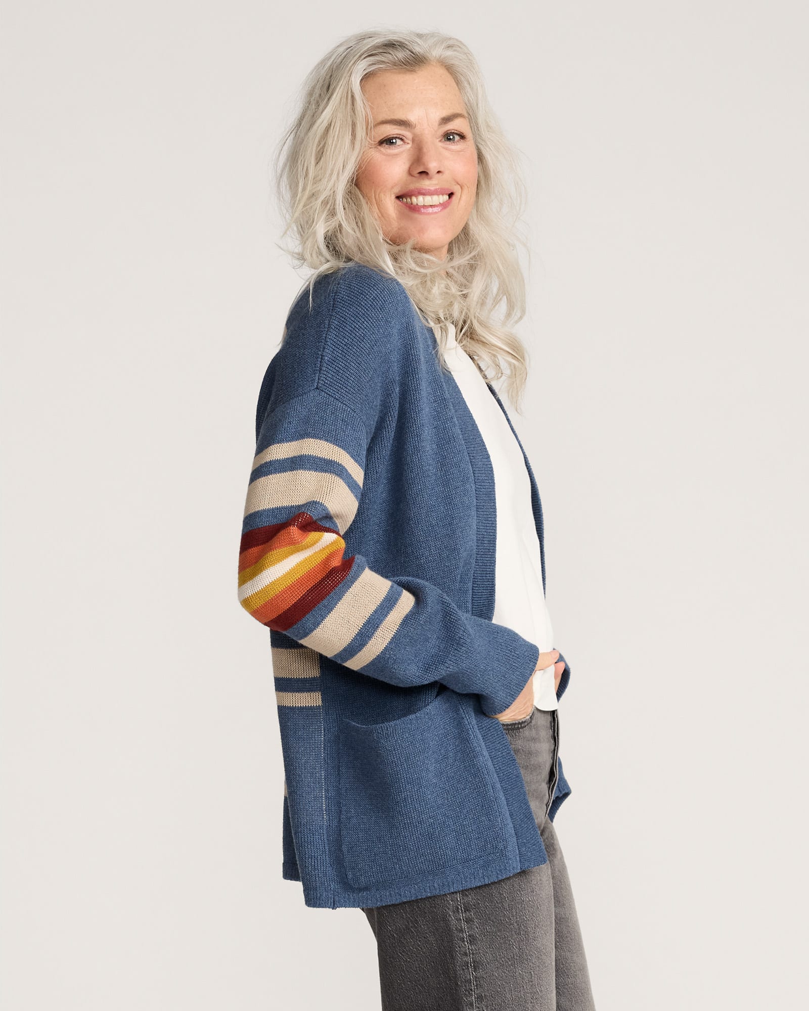 WOMEN'S SIERRA SPRINGS COTTON CARDIGAN<br>DUSTY BLUE HEATHER