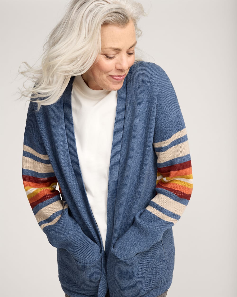WOMEN'S SIERRA SPRINGS COTTON CARDIGAN<br>DUSTY BLUE HEATHER
