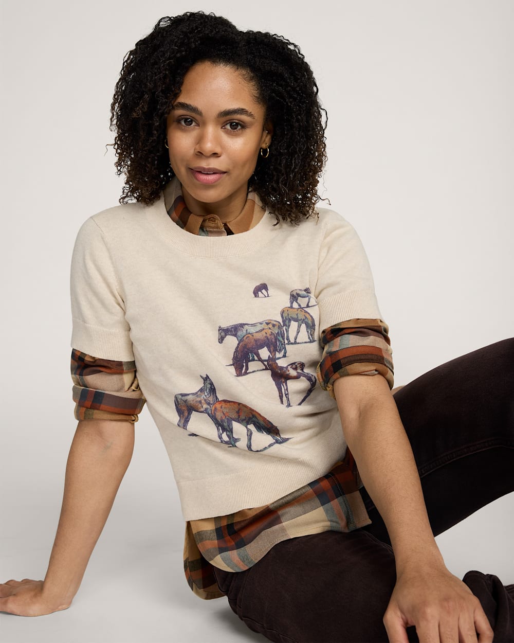 WOMEN'S WILD HORSE COTTON SWEATER<br>ECRU