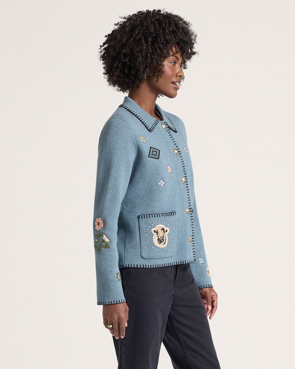 WOMEN'S WESTERN SOUVENIR CARDIGAN<br>DENIM HEATHER