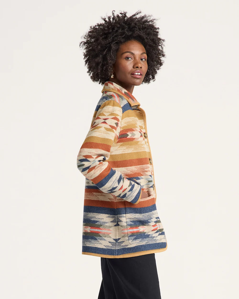 WOMEN'S WYETH FALLS REVERSIBLE WOOL COAT<br>TAN MULTI