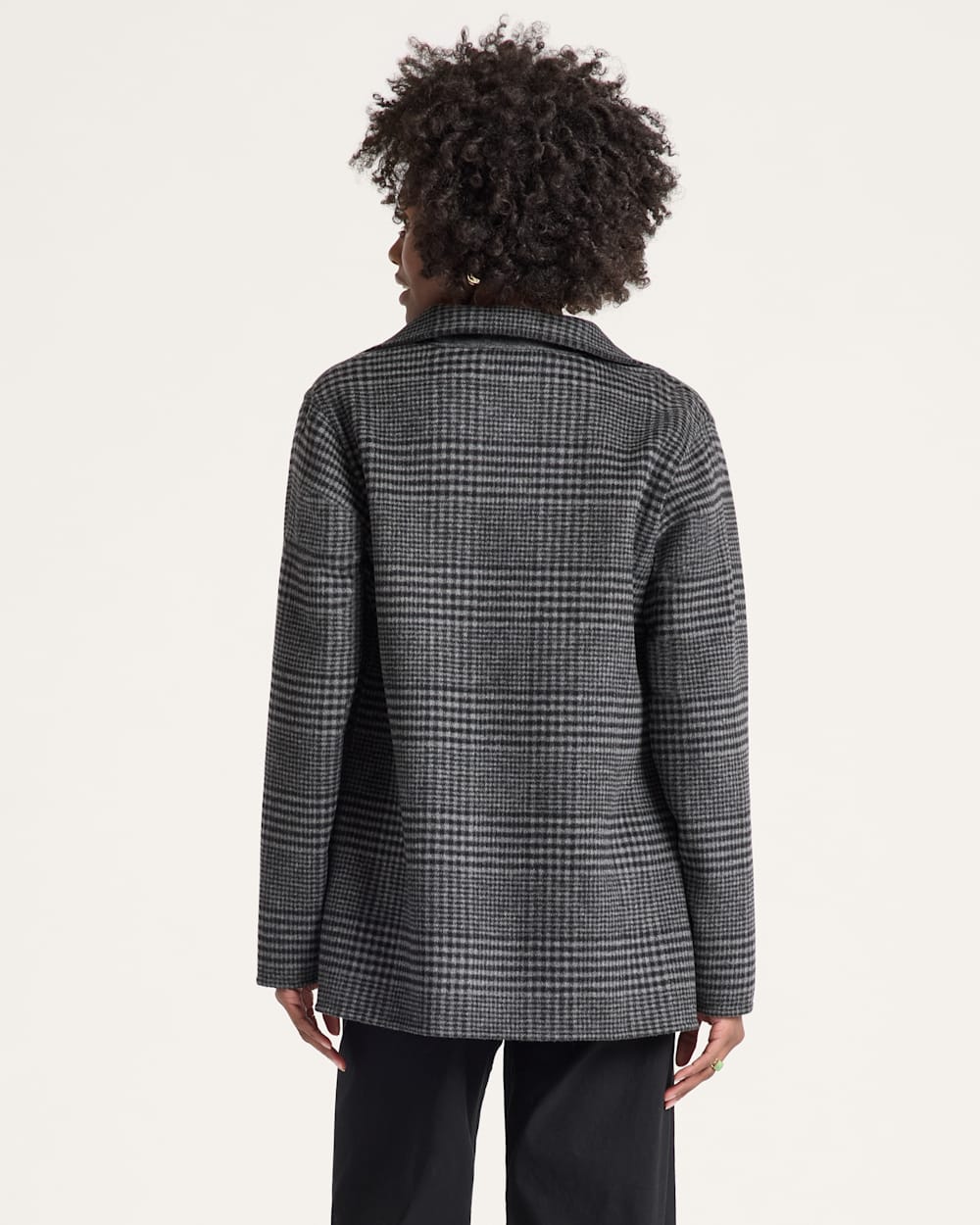 WOMEN'S REVERSIBLE WOOL JACKET<br>CHARCOAL HERRINGBONE