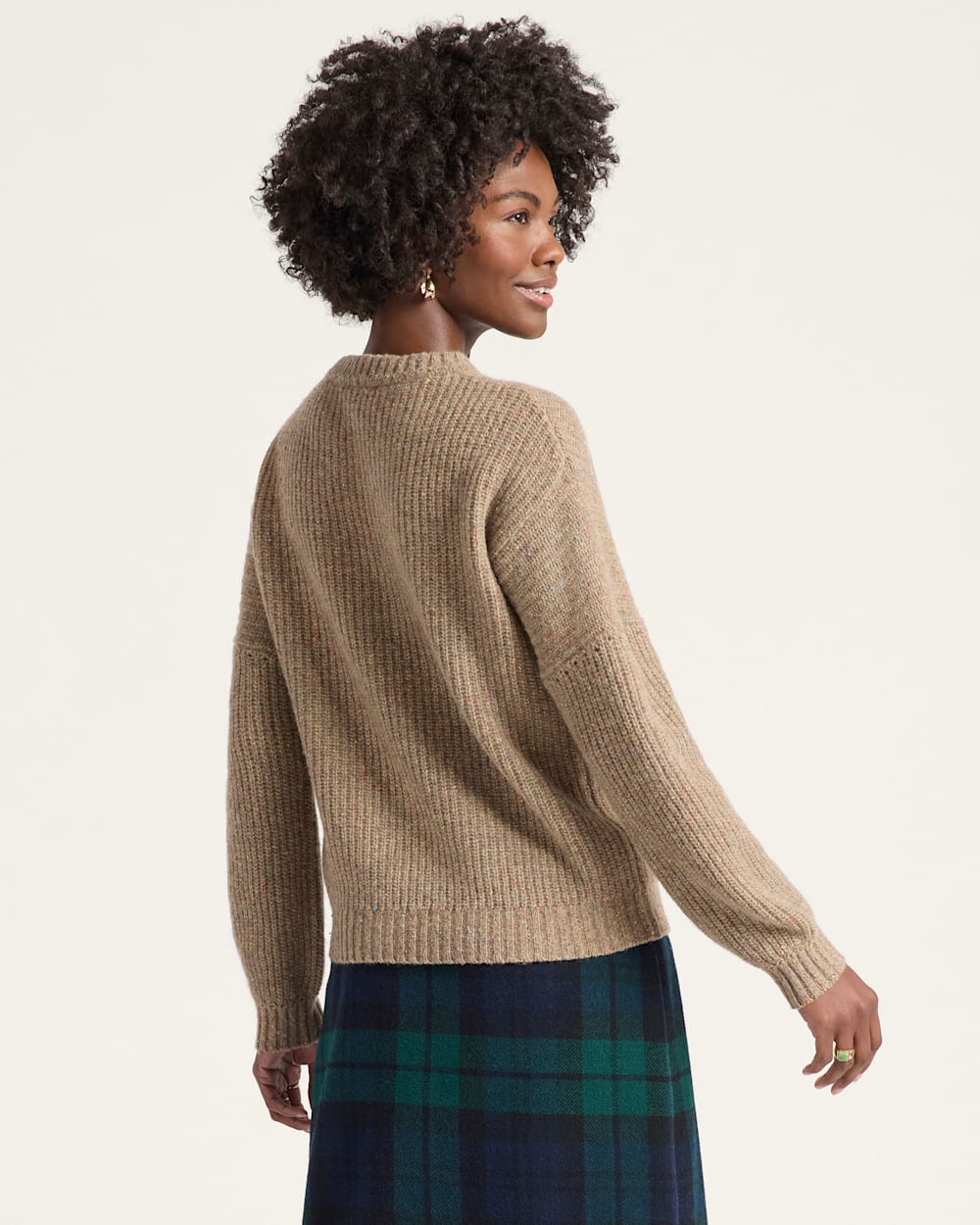 WOMEN'S DONEGAL EYELET SWEATER<br>TAN