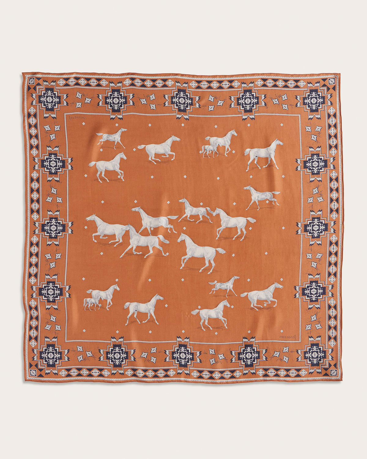 HERD OF HORSES SILK SCARF<br>CLAY