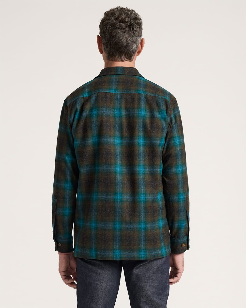 MEN'S PLAID BOARD SHIRT<br>TEAL/CHARCOAL OMBRE
