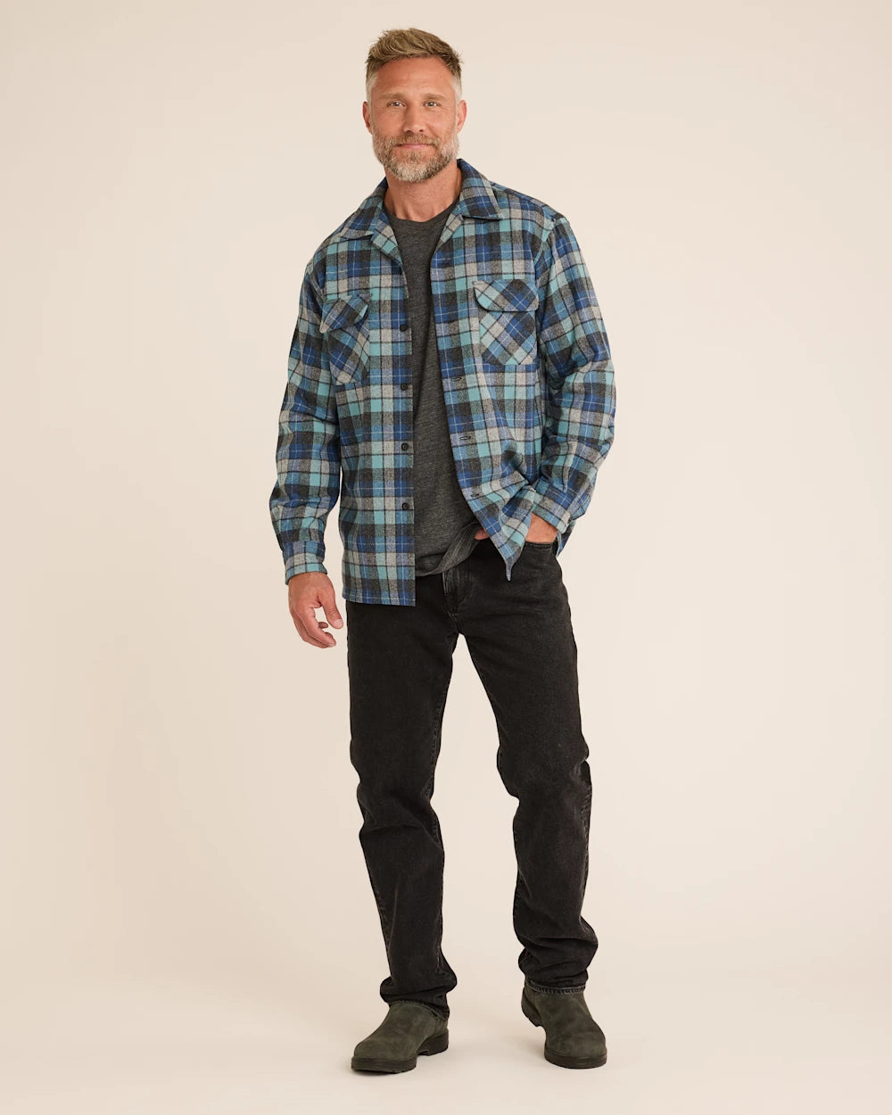 MEN'S PLAID BOARD SHIRT<br>BLUE ORIGINAL SURF PLAID