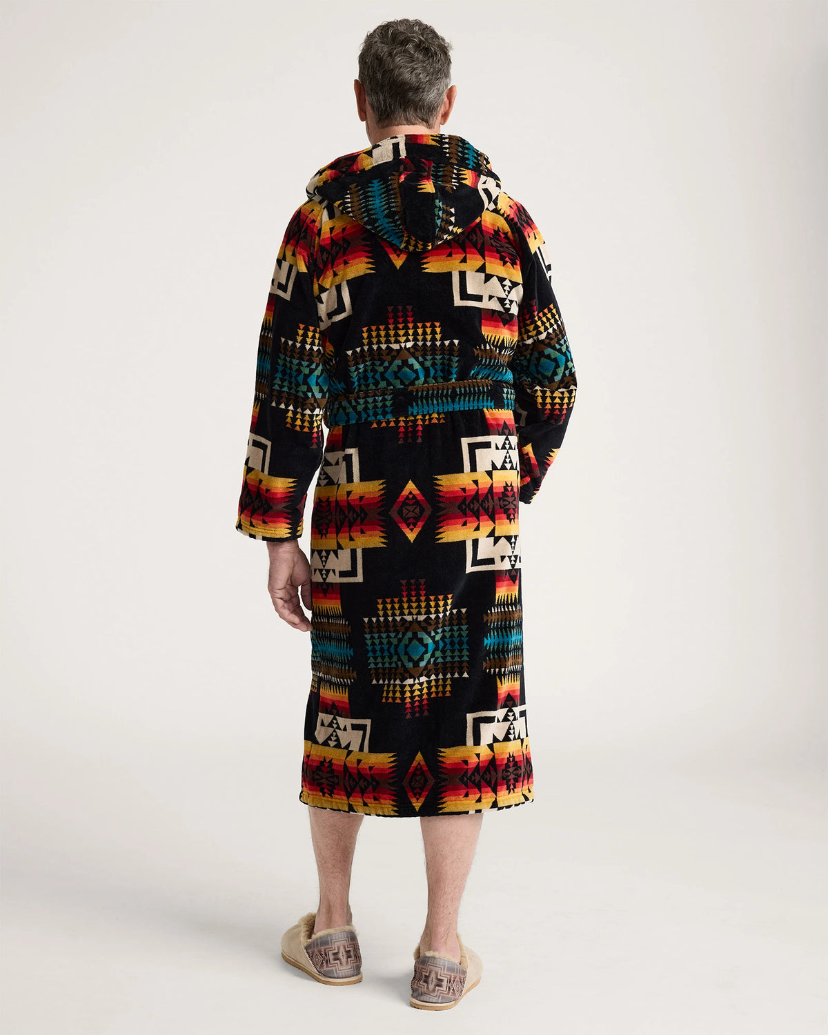 UNISEX COTTON TERRY VELOUR BATHROBE<br>BLACK CHIEF JOSEPH