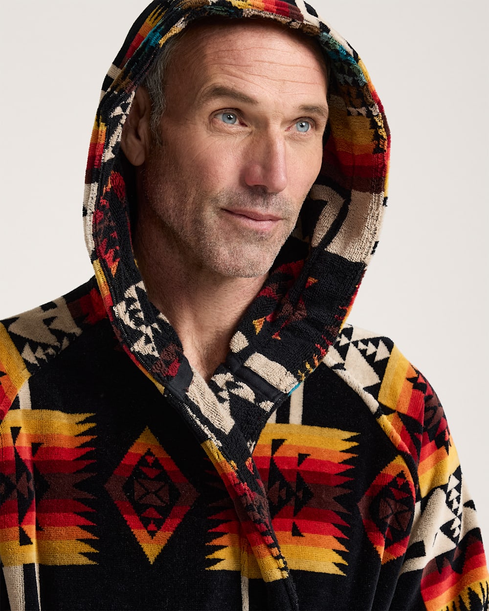 UNISEX COTTON TERRY VELOUR BATHROBE<br>BLACK CHIEF JOSEPH