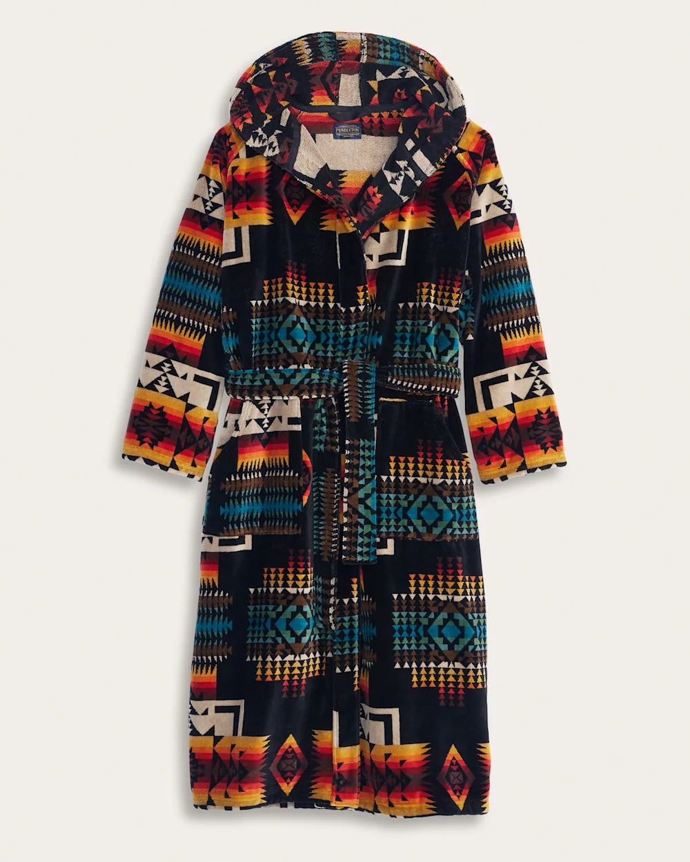UNISEX COTTON TERRY VELOUR BATHROBE<br>BLACK CHIEF JOSEPH