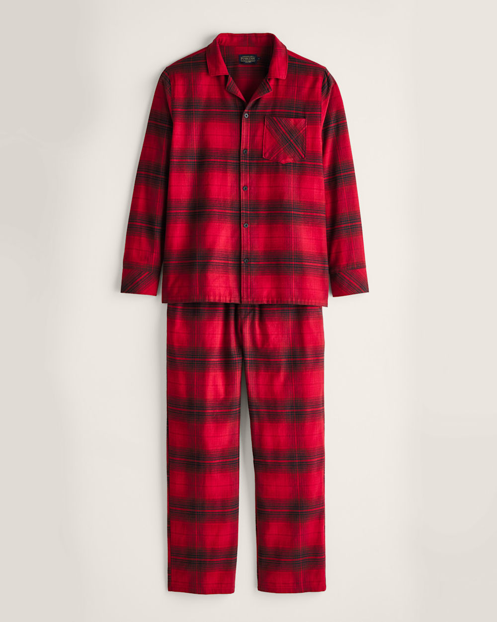 Pajama Set Red Flannel Pajamas Mens Men's Long Sleeves Top Fleece