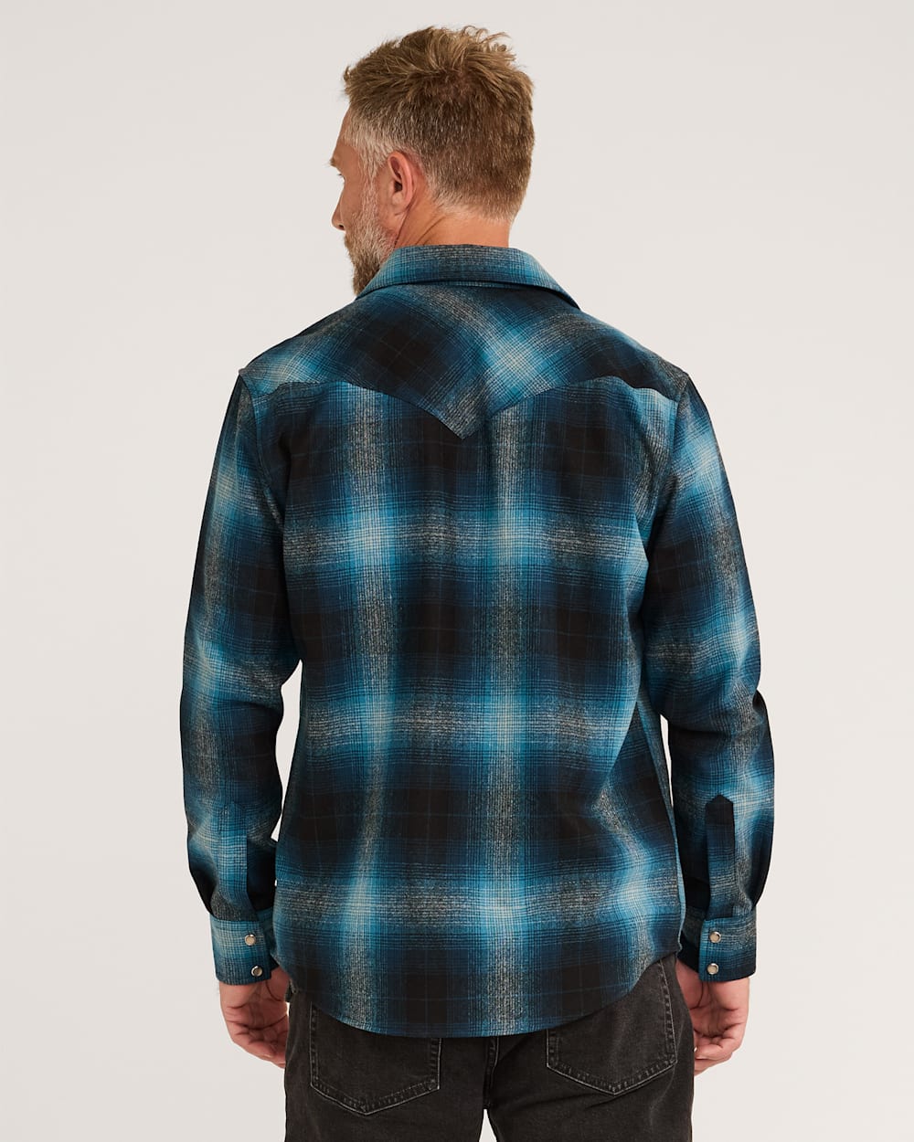 MEN'S PLAID SNAP-FRONT WESTERN CANYON SHIRT<br>TURQUOISE OMBRE