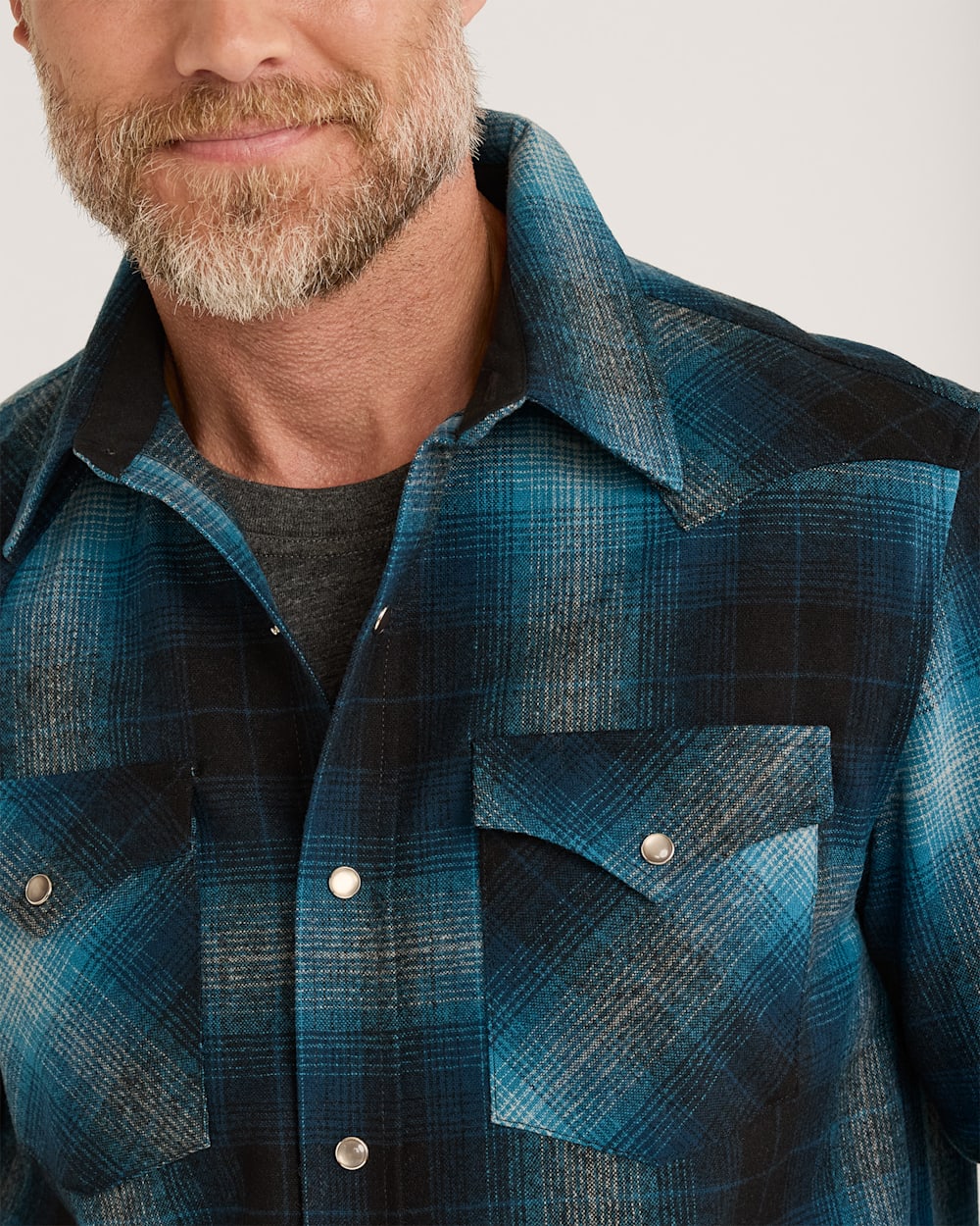 MEN'S PLAID SNAP-FRONT WESTERN CANYON SHIRT<br>TURQUOISE OMBRE
