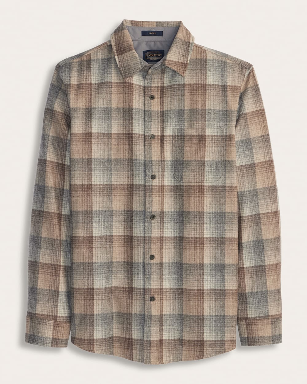MEN'S PLAID LODGE SHIRT<br>TAN/GREY OMBRE
