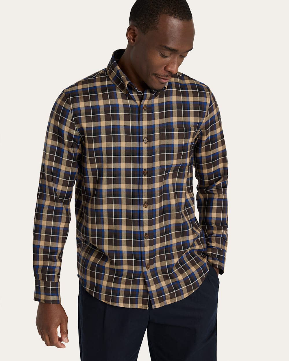 SAMPLE - MEN'S SIR PENDLETON MERINO SHIRT<br>BROWN/BLUE PLAID