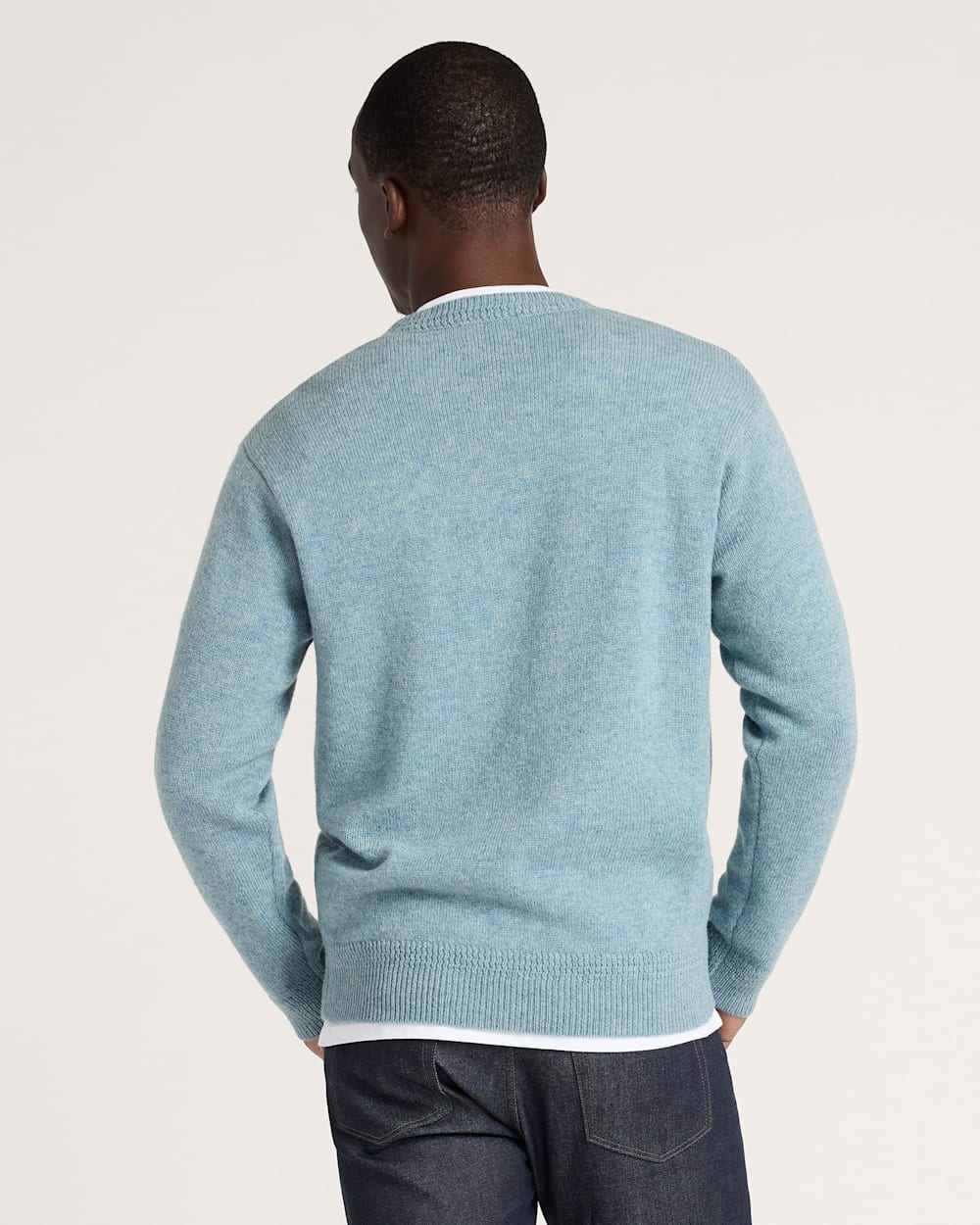 MEN'S SHETLAND COLLECTION SWEATER<br>LIGHT BLUE MIX
