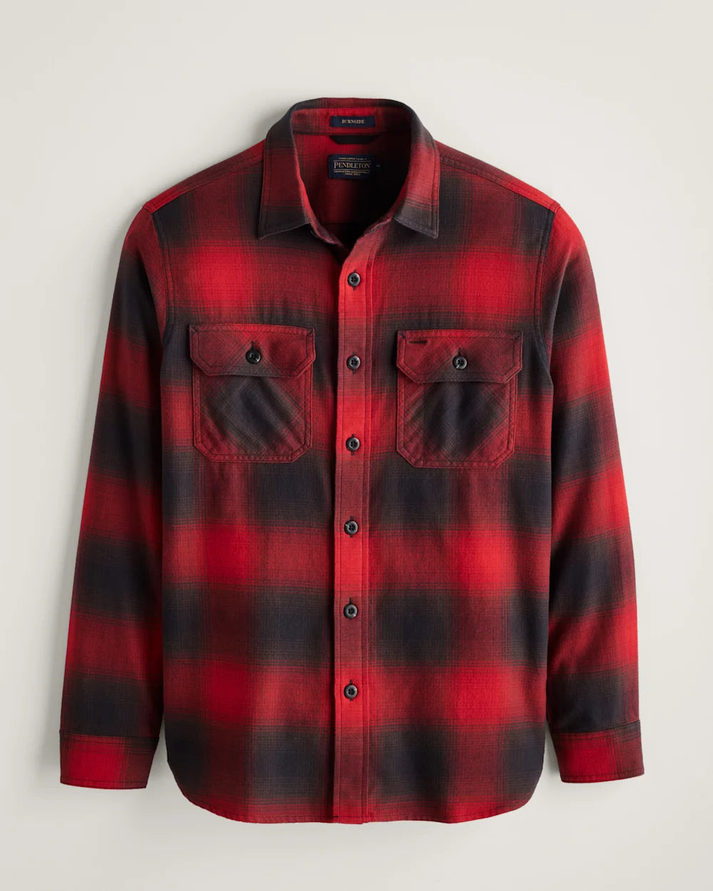 SAMPLE -MEN'S PLAID BURNSIDE COTTON FLANNEL SHIRT<br>RED/BLACK PLAID