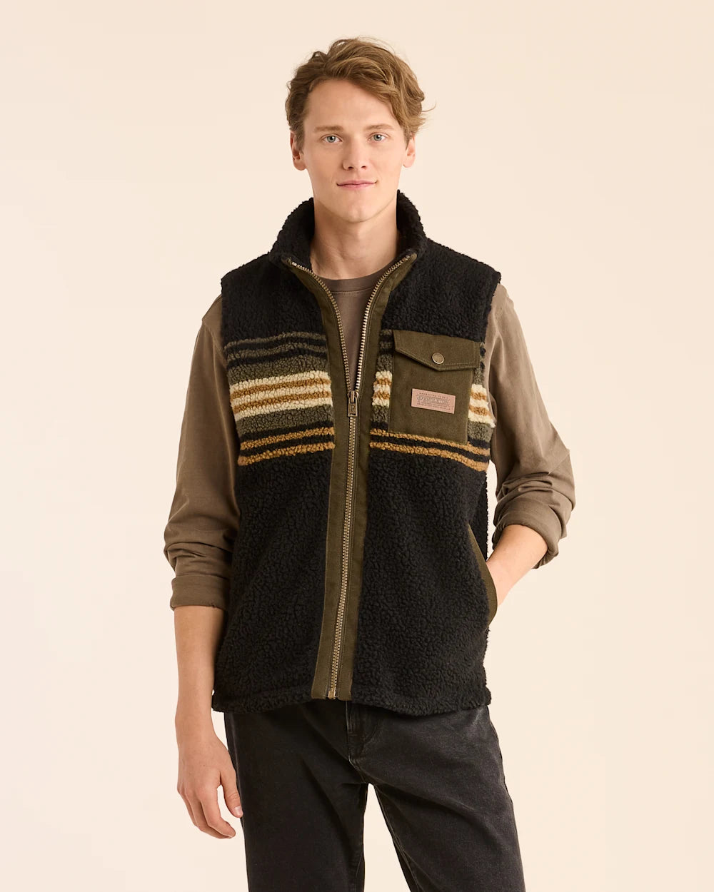 SAMPLE - Ridgeline - Berber Vest<br>Olive Bronze Stripe