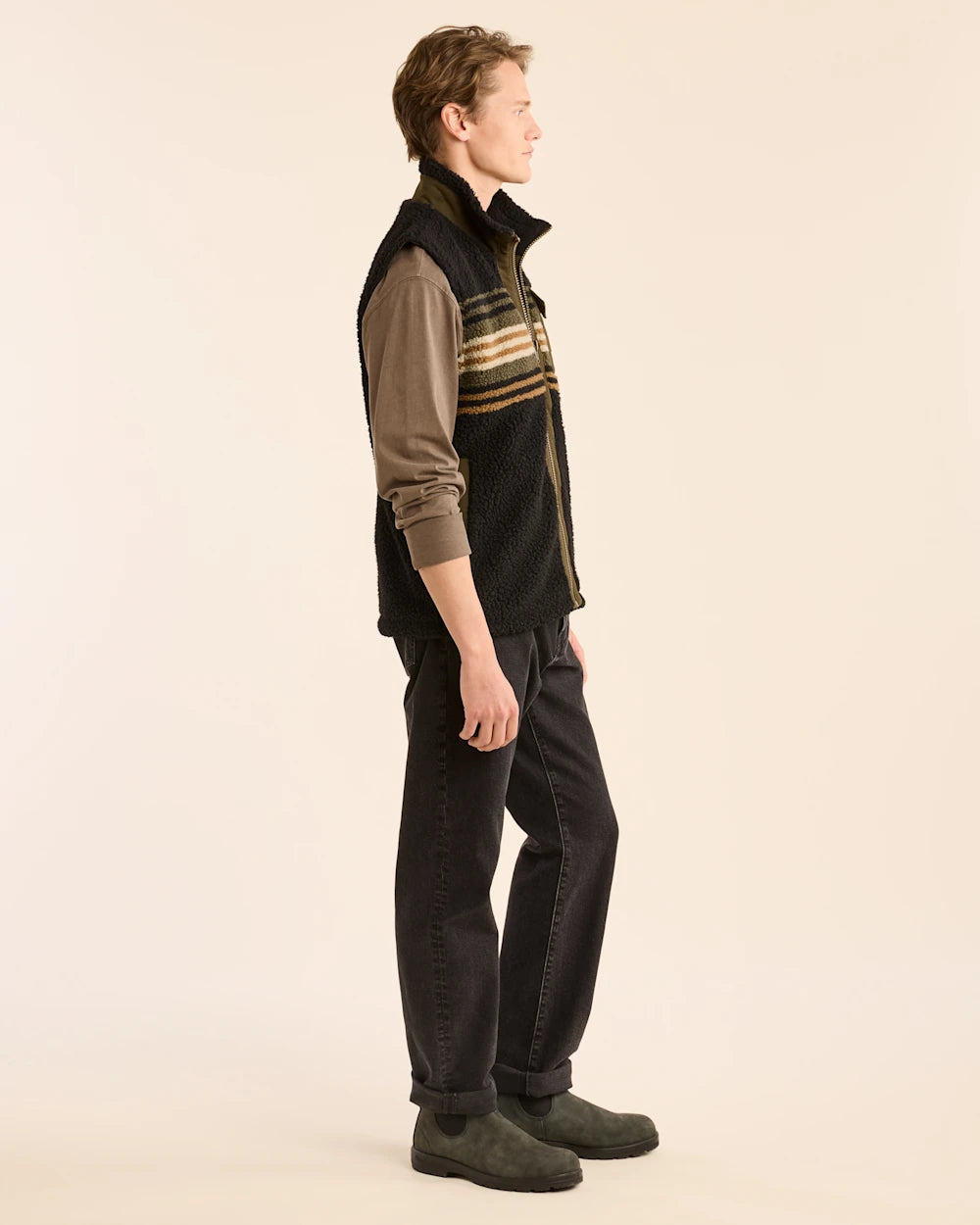 SAMPLE - Ridgeline - Berber Vest<br>Olive Bronze Stripe