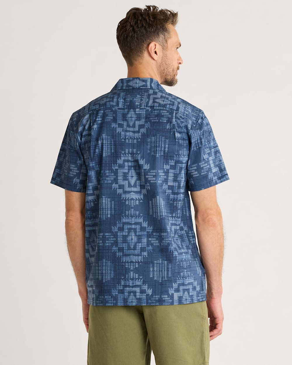 MEN'S ALOHA COTTON CAMP SHIRT<br>HARDING NAVY