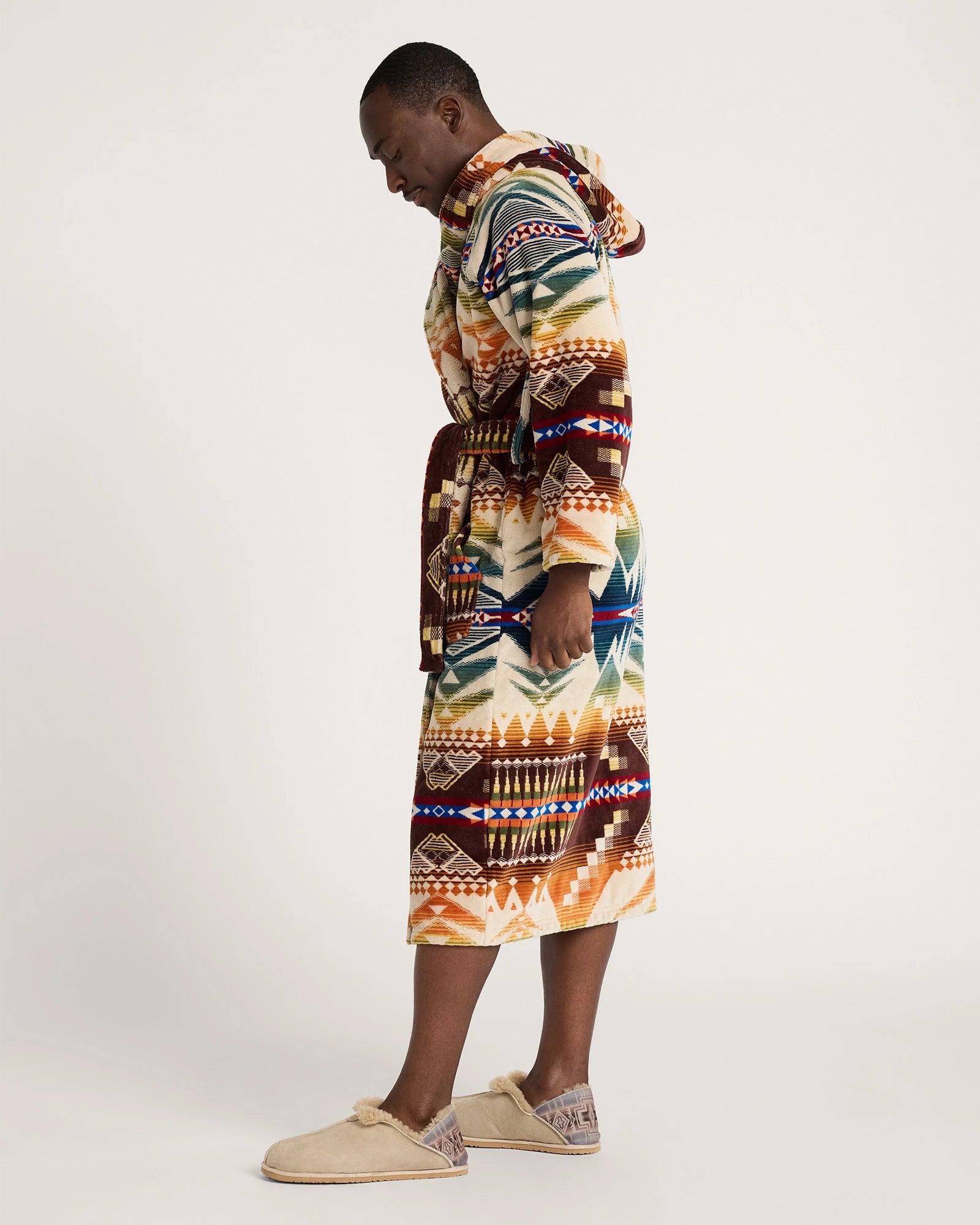 UNISEX MYSTIC LAKE COTTON TERRY VELOUR BATHROBE<br>MULTI