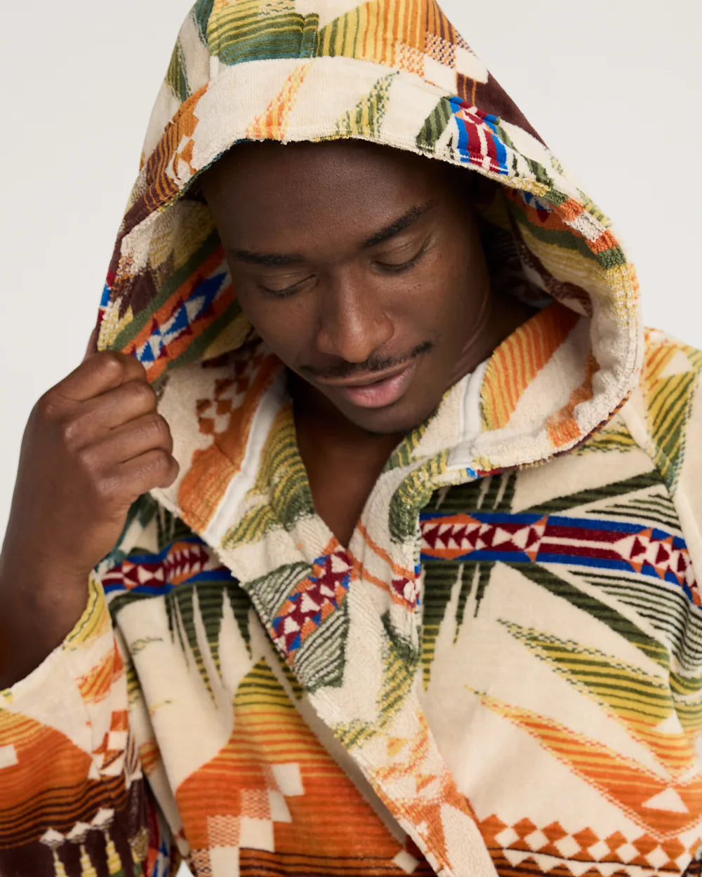 UNISEX MYSTIC LAKE COTTON TERRY VELOUR BATHROBE<br>MULTI