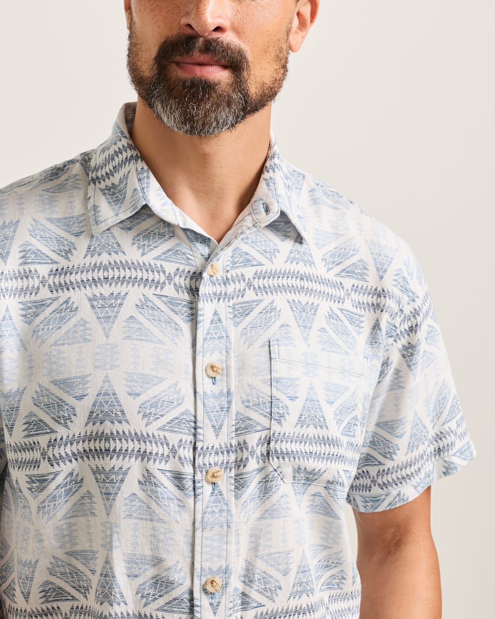 DAWSON LINEN SHIRT SS<br>PONDEROSA GREY/BLUE