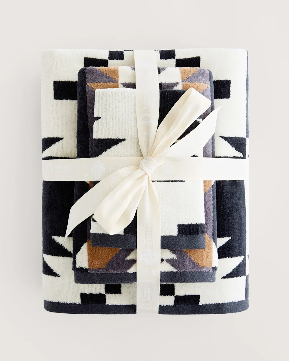 SPIDER ROCK 3PC TOWEL SET<br>BLACK/WHITE