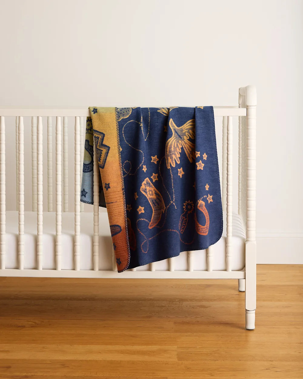 SAMPLE - COSMIC RODEO ORGANIC COTTON BABY BLANKET<br>BLUE MULTI