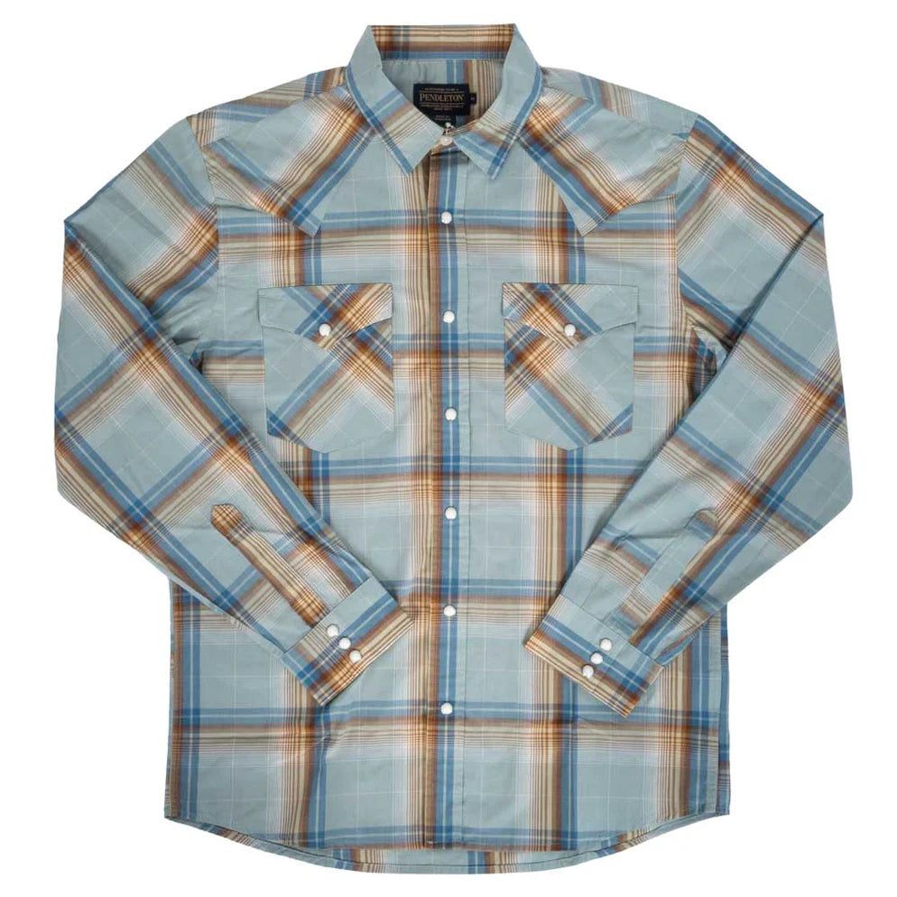 SAMPLE - MEN'S FRONTIER PLAID SHIRT<br>BLUE/BROWN PLAID