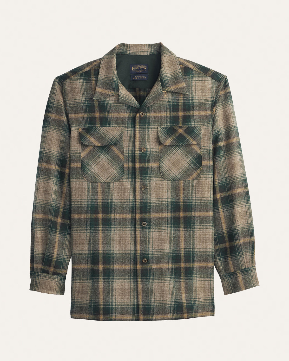 MEN'S PLAID BOARD SHIRT<br>GREEN/BROWN PLAID