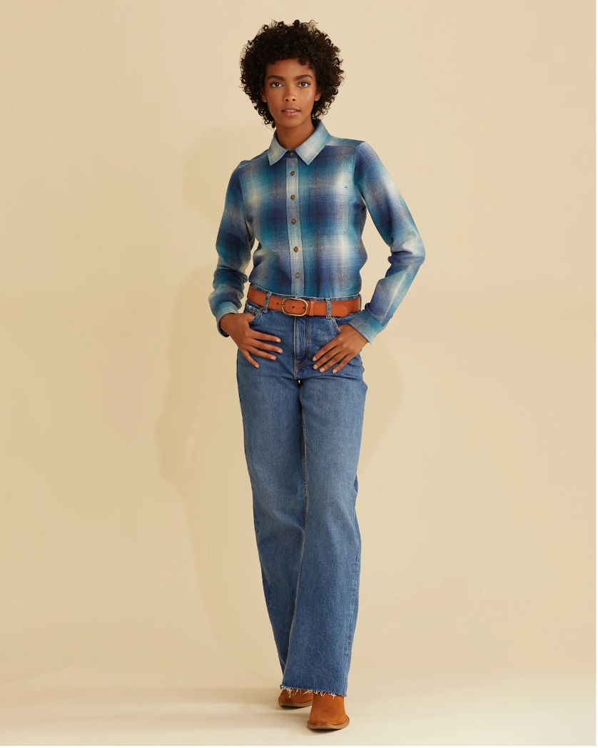 Meredith Wool Shirt <br> Blue Ombre