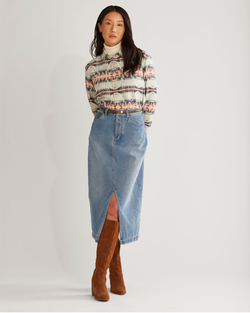 WOMEN'S LONG BEACH CHAMOIS SHIRT<br>SILVER BLUE