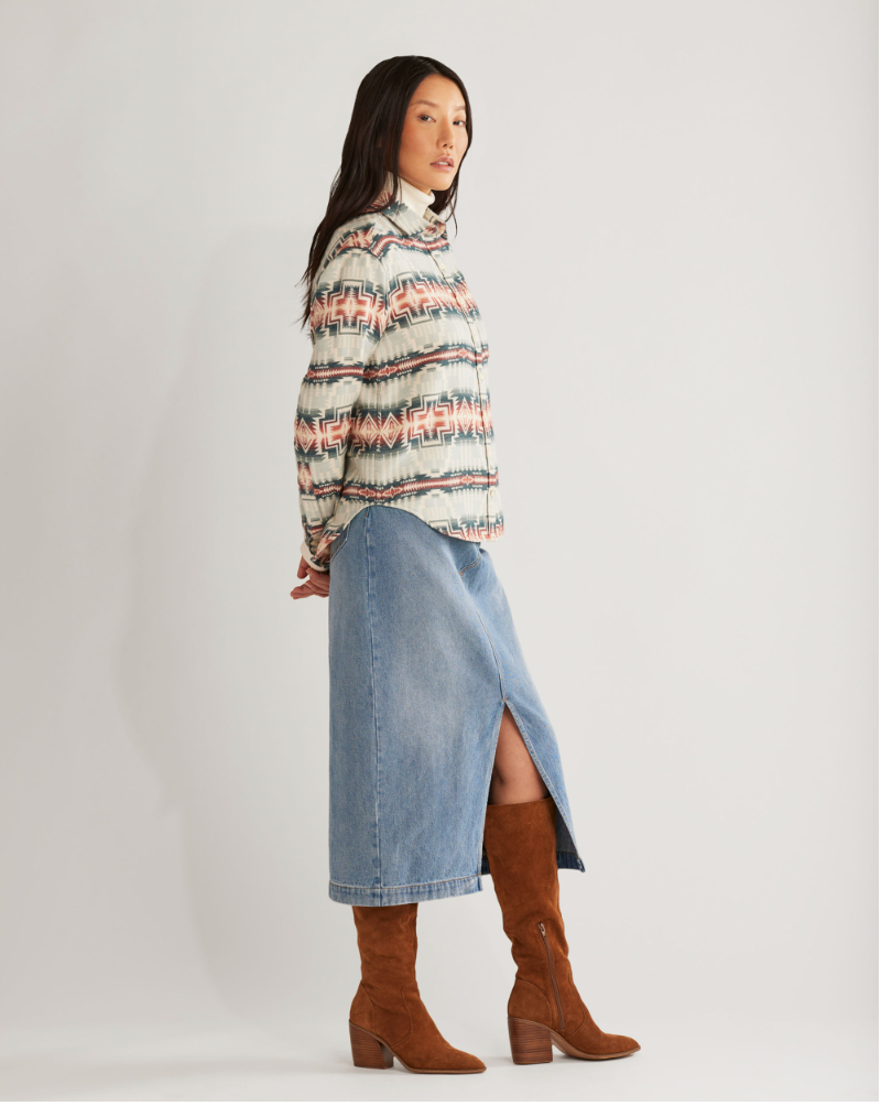 WOMEN'S LONG BEACH CHAMOIS SHIRT<br>SILVER BLUE