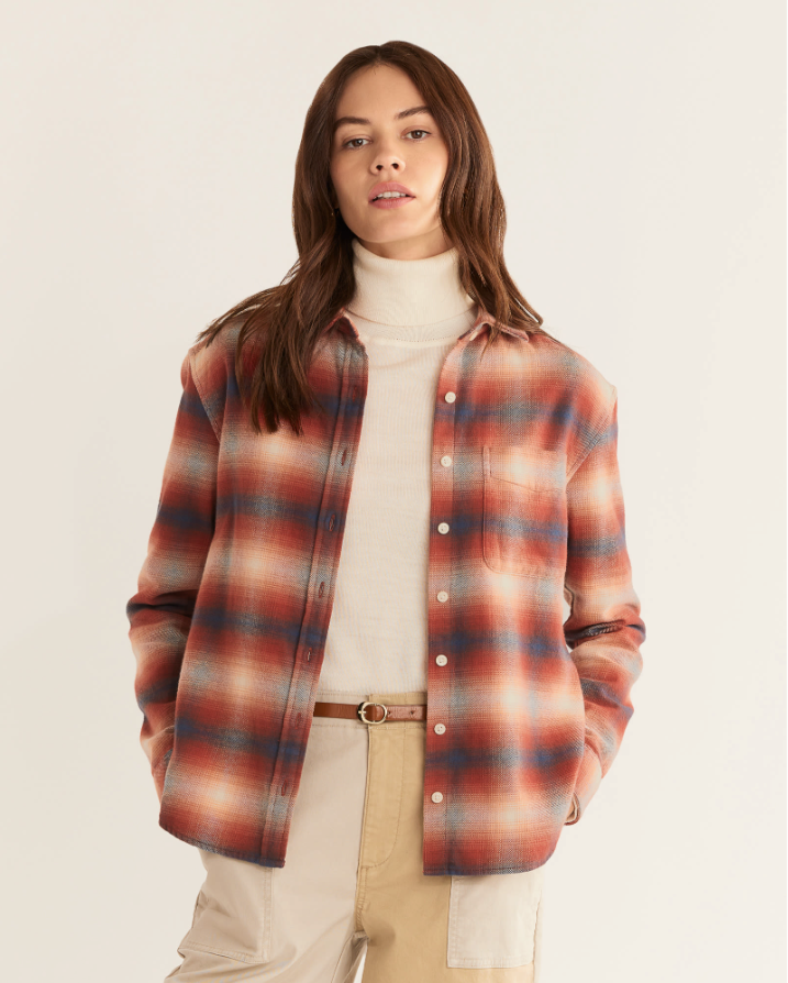 Boyfriend Flannel Shirt <br> Red Ochre Multi Plaid