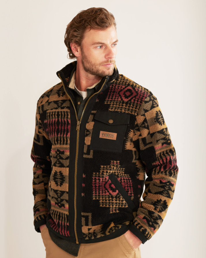 Lone Fir-Stand Collar Zip <br> Black/Olive Chief Joseph