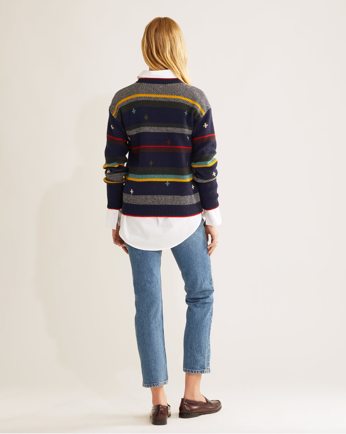 Bridger Stripe Sweater <br> Navy Heather Stripe