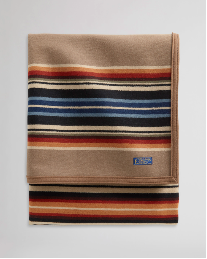 Pendleton Archival Serape Wool Blanket Gray Horse Khaki