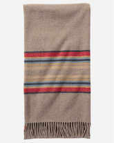 STRIPE 5TH AVENUE MERINO THROW<br>MINERAL UMBER