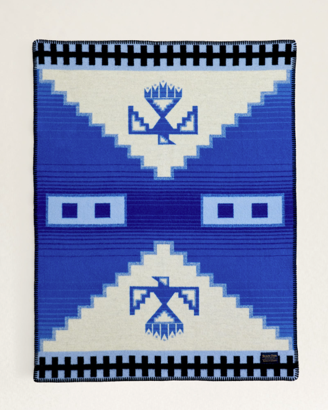 MORNING STORM CRIB BLANKET<br>BLUE/WHITE