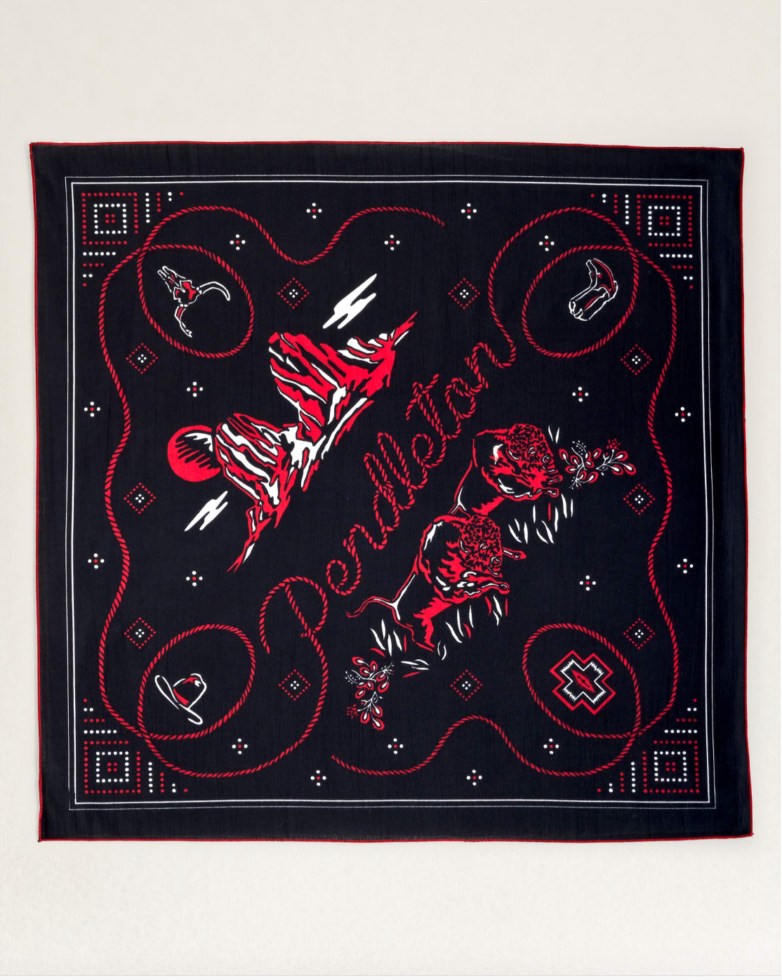 COWBOY SCENE BANDANA<br>BLACK