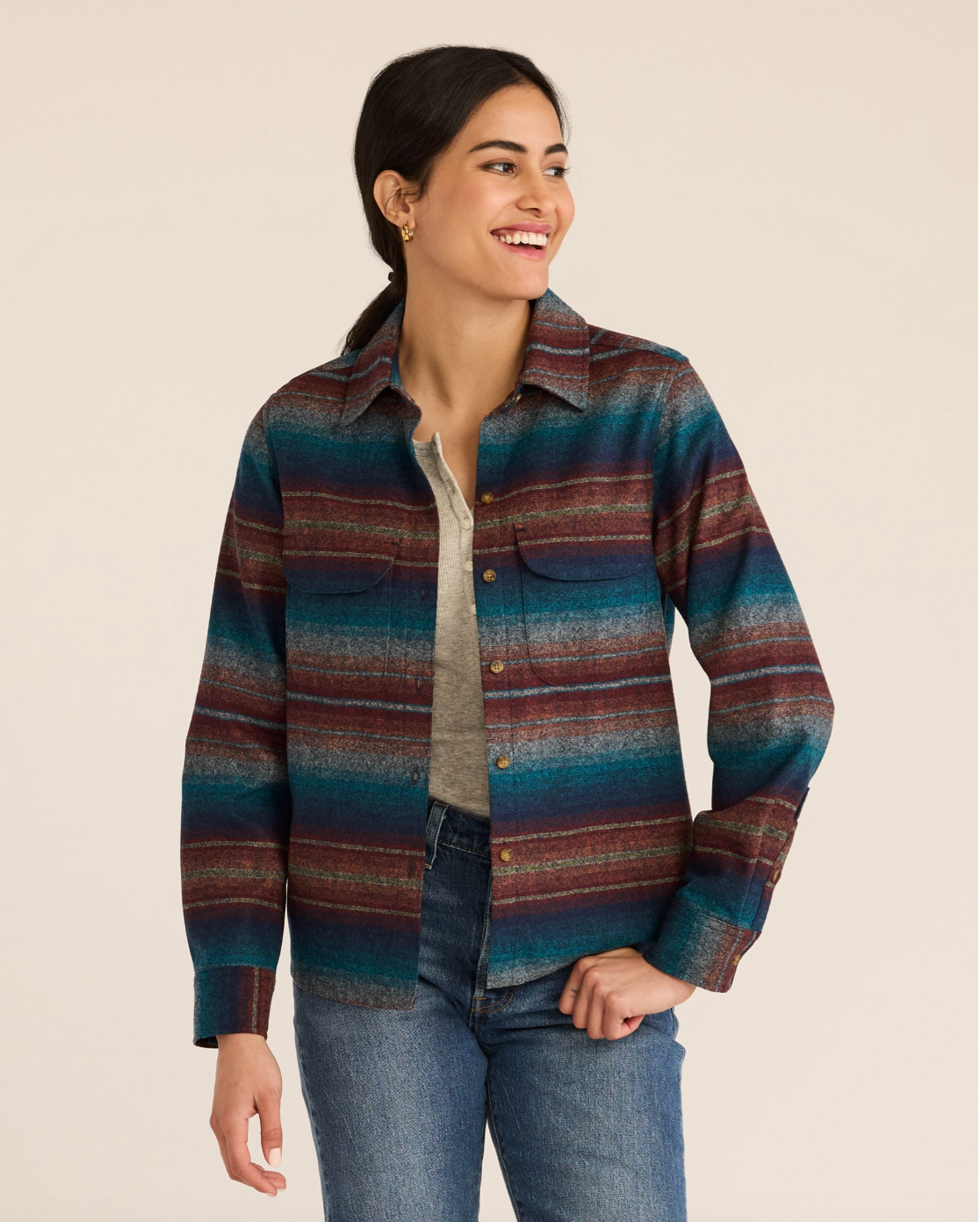 WOMEN'S STRIPED BOARD SHIRT<br>BLUE MULTI