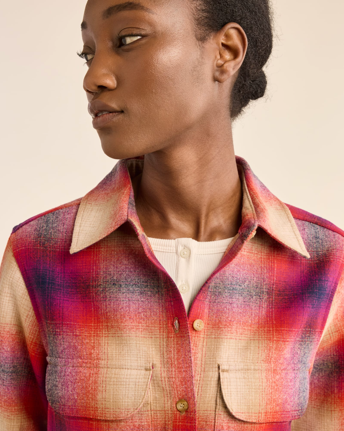 WOMEN'S PLAID BOARD SHIRT<br>NAVY/MAGENTA