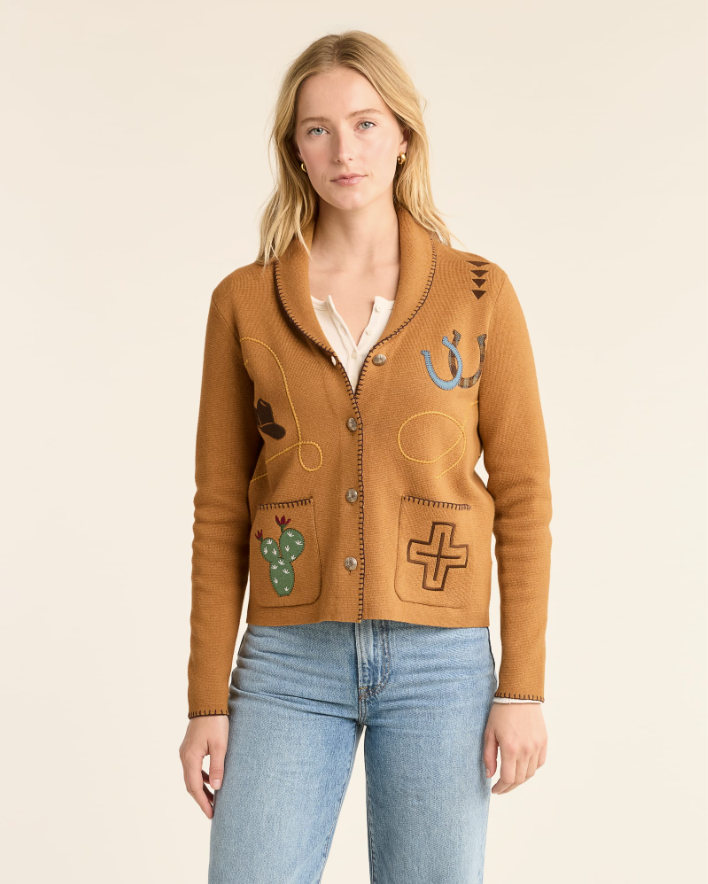 工場直売 WOMEN'S WESTERN BROWN CARDIGANBUCKSKIN SOUVENIR その他