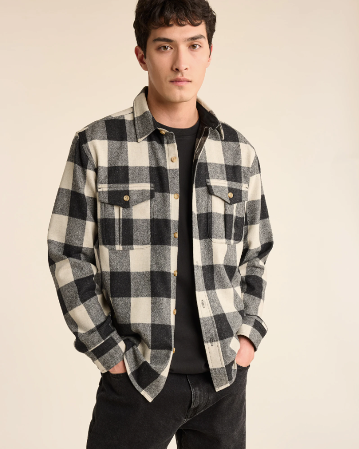 Checkered Shirt Men's Black And White Buffalo Plaid Flannel