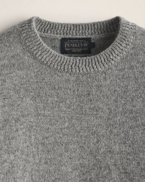 MEN'S SHETLAND COLLECTION SWEATER<br>LIGHT GREY HEATHER